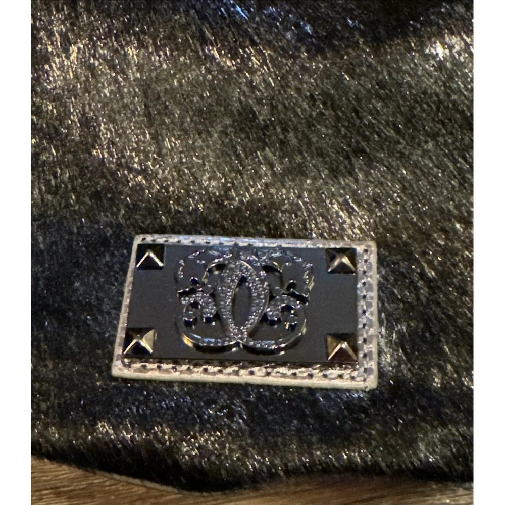Sharif  Hobo Purse Fur Snakeskin Print Chain Strap Mob Wife  Silver  13 X 7